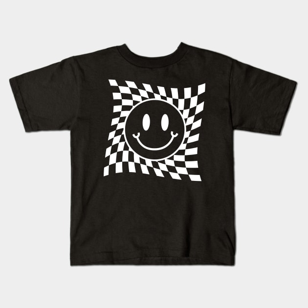 White Preppy Smiley Face Kids T-Shirt by Taylor Thompson Art